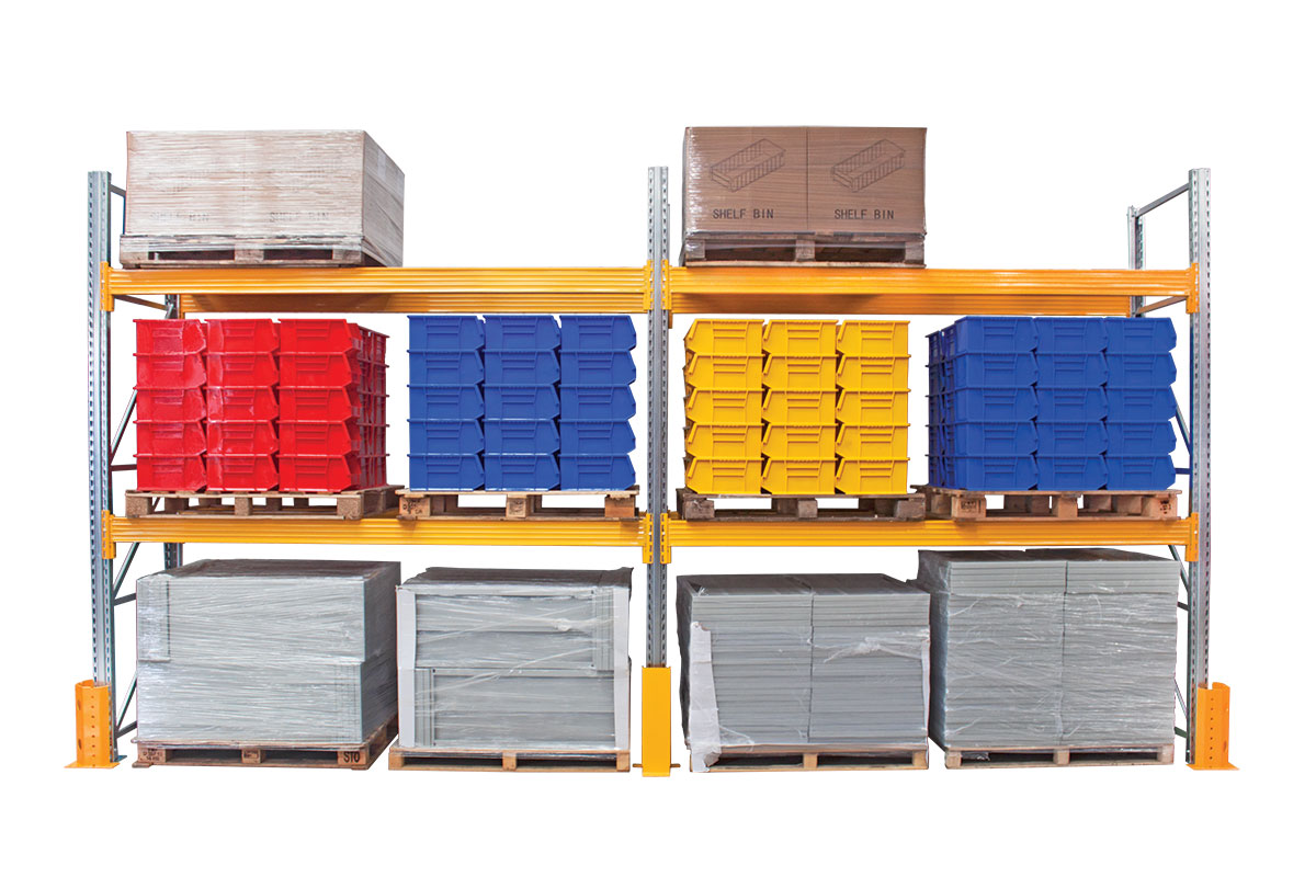 Storage pallets in wire rack