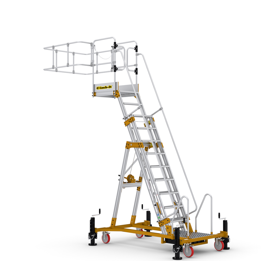 Stabilised mobile ladder