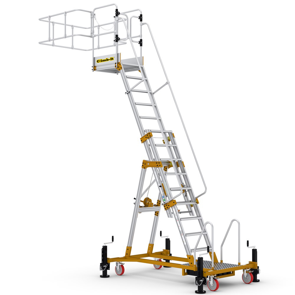 Stabilised mobile ladder