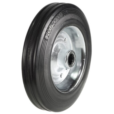 Black wire Rubber Tyred Wheels With Metal Centres