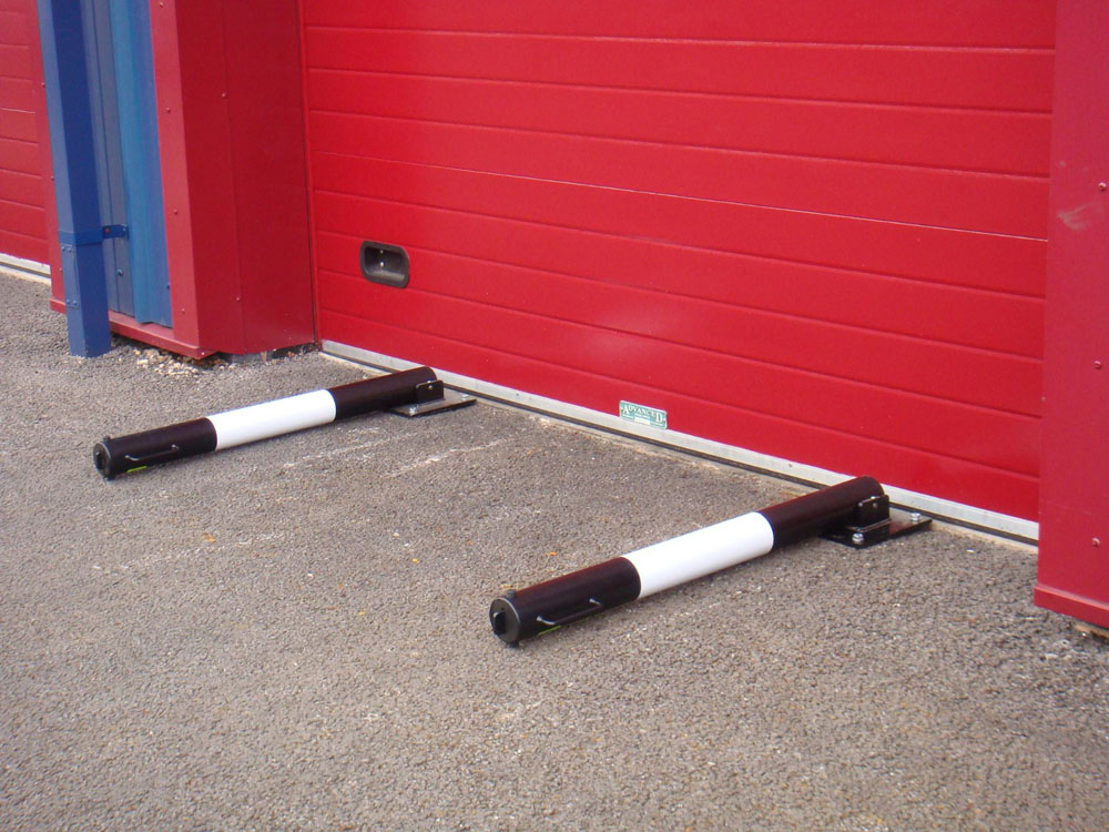 bollards attached to a hinge folded down