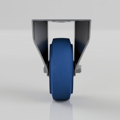 Blue Elastic Rubber 65ShoreA Plate Fixed Castor 100mm 180kg Load