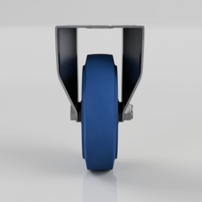 Blue Elastic Rubber 65ShoreA Plate Fixed Castor 125mm 200kg Load