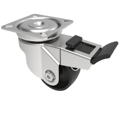 Polypropylene Plate Swivel Castor Brake 50mm 50kg Load