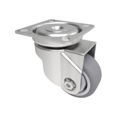 Grey Rubber Plate Swivel Castor 50mm 50kg Load