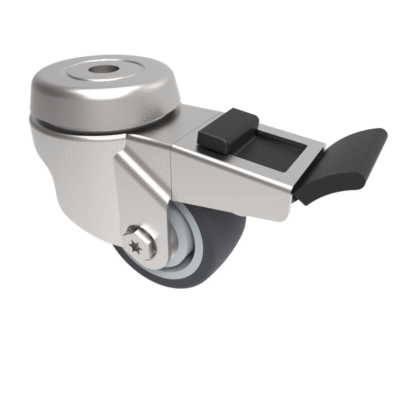 Grey Rubber Bolt Hole Swivel Castor Brake 50mm 50kg Load