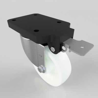 White Nylon Swivel Brake Plate Castor 150mm 700kg