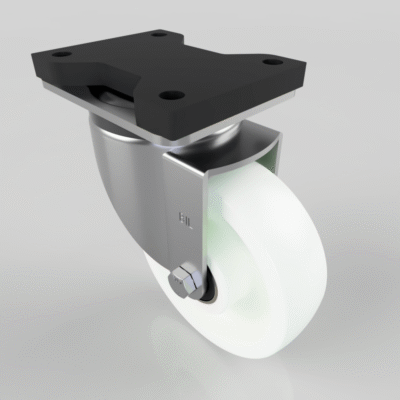 White Nylon Swivel Brake Plate Castor 150mm 700kg