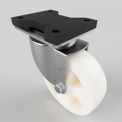White Nylon Swivel Plate Castor 160mm 600kg