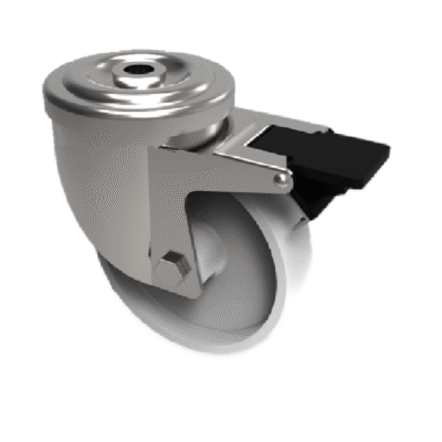 Nylon Bolt Hole Swivel Castor Brake 100mm 220kg Load