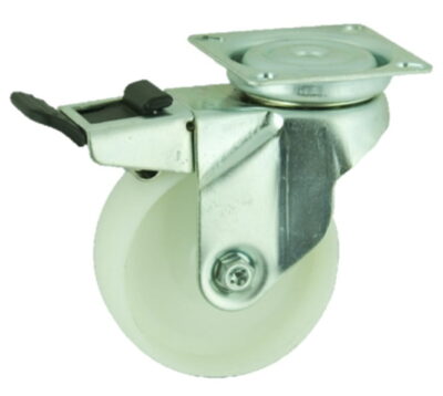 Nylon Plate Swivel Castor Brake 100mm 70kg Load
