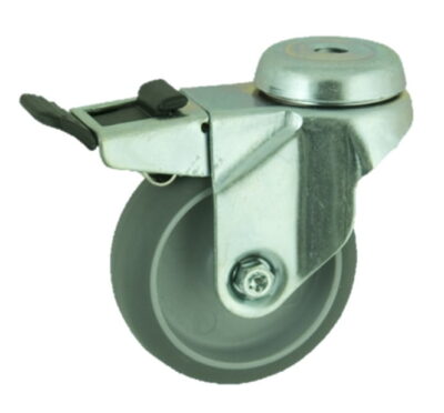 Electrically Conductive Rubber Bolt Hole Swivel Castor Brake 100mm 70kg