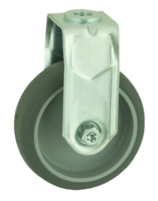 Grey Rubber Bolt Hole Fixed Castor 150mm 100kg Load