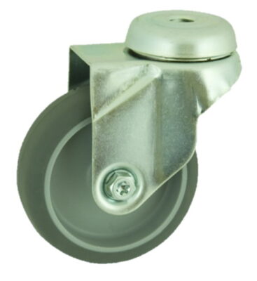 Grey Rubber Bolt Hole Swivel Castor 150mm 100kg Load