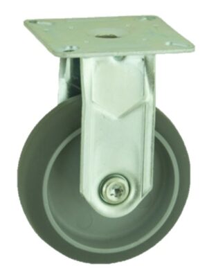 Grey Rubber Plate Fixed Castor 100mm 90kg Load