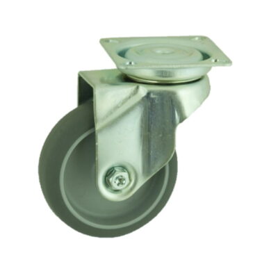 Grey Rubber Plate Swivel Castor 100mm 70kg Load