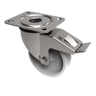 Polypropylene Plate Swivel Castor Brake 100mm 160kg Load