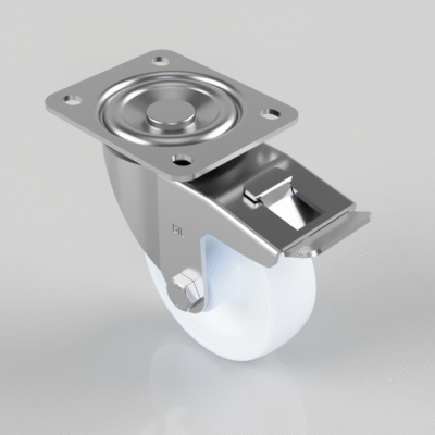 Nylon Plate Swivel Castor Brake 100mm 270kg Load