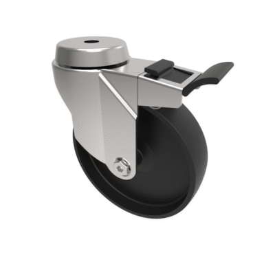 Polypropylene Bolt Hole Swivel Castor Brake 125mm 100kg Load