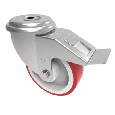 Polyurethane Nylon Bolt Hole Swivel Castor Brake 100mm 150kg Load