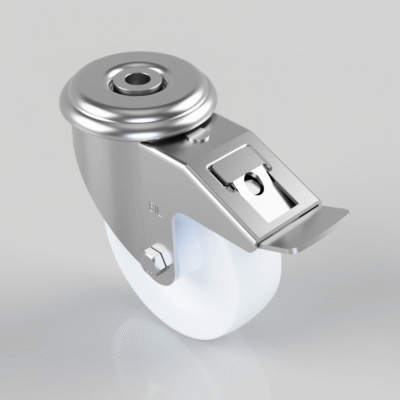 Nylon Bolt Hole Swivel Castor Brake 100mm 200kg Load