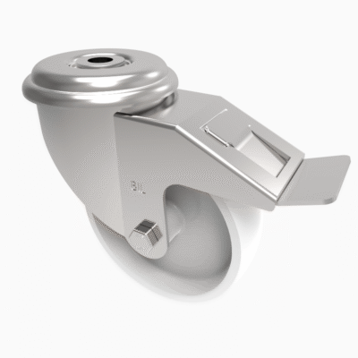 Nylon Bolt Hole Swivel Castor Brake 100mm 180kg Load