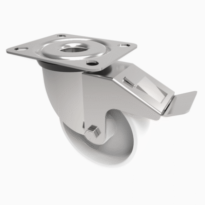 Polypropylene Plate Swivel Castor Brake 100mm 160kg Load