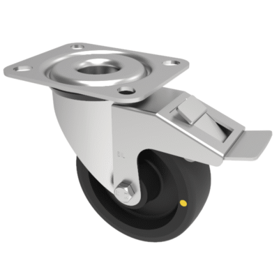 Electrically Conductive Polyurethane Nylon Swivel Castor Brake Plate 100mm 110kg