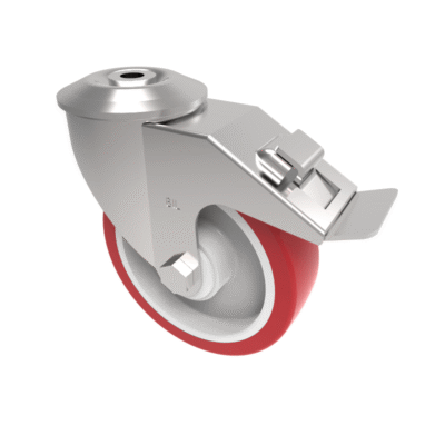 Polyurethane Nylon Bolt Hole Swivel Castor Brake 125mm 200kg Load