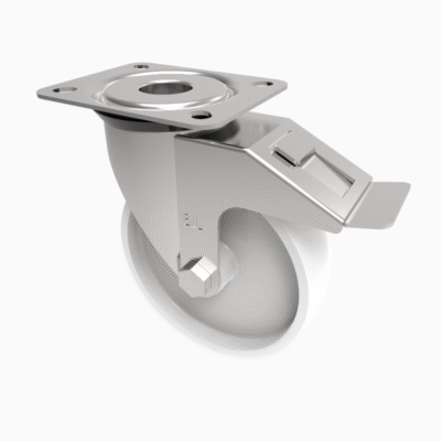 Nylon Plate Swivel Castor Brake 125mm 200kg Load