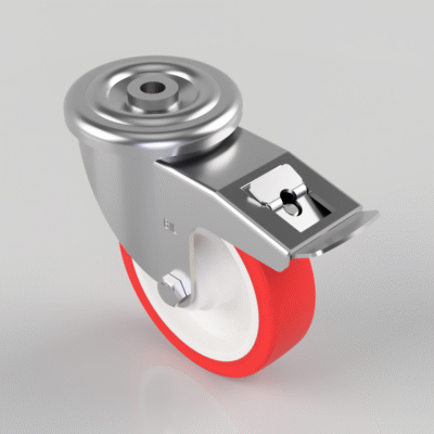 Stainless Steel Polyurethane Nylon Bolt Hole Swivel Castor Brake 150mm 500kg Load