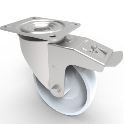 Nylon Plate Swivel Castor Brake 150mm 350kg Load