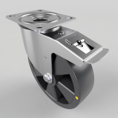 Electrically Conductive Nylon Plate Swivel Castor Brake 200mm 400kg Load