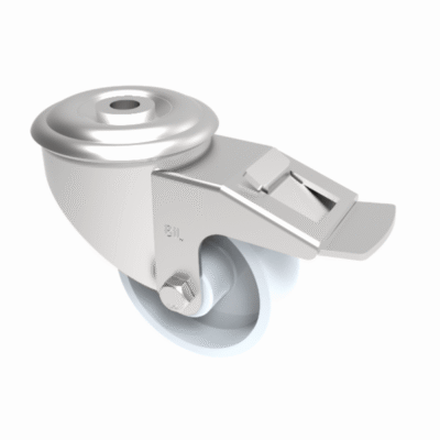 Nylon Bolt Hole Swivel Castor Brake 80mm 150kg Load