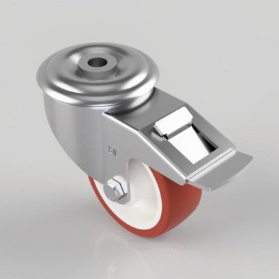 Polyurethane Nylon Bolt Hole Swivel Castor Brake 80mm 100kg Load