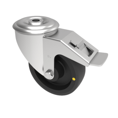 Electrically Conductive Polyurethane Nylon Swivel Castor Brake Bolthole 100mm 110kg