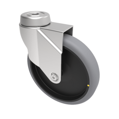 Electrically Conductive Rubber Bolt Hole Swivel Castor 125mm 80kg Load