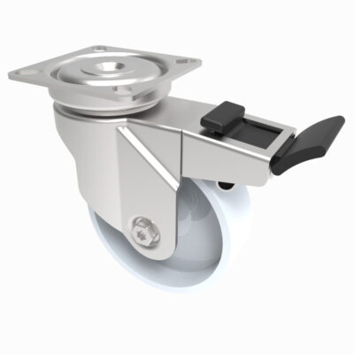 Nylon Plate Swivel Castor Brake 75mm 60kg Load