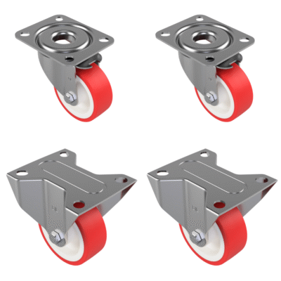 4 Pack Polyurethane Nylon Plate - Various Configurations - 2 x Swivel + 2 x Fixed