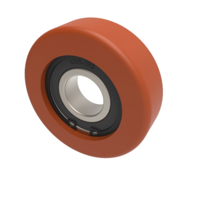 Vulkollan Polyurethane 100mm Ball Bearing Guide Roller 190kg Load