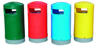 Hooded Top Litter Bins -  3 x Moulded Concrete Ballast Blocks