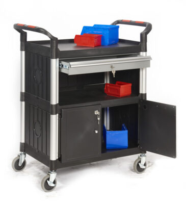 Proplaz Shelf Trolley - Lockable Steel Drawer & Cupboard