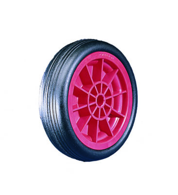 Black Solid Rubber Tyred Wheels With Red Polypropylene Centres