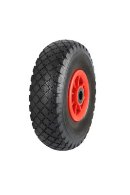 Black Pneumatic Tyred Wheels With Red Polypropylene Centres