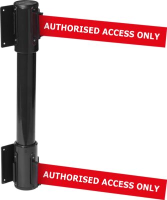 Wall Mounted Twin Belt Barriers - Messaged Belt
