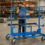 mobile shelving in warehouse